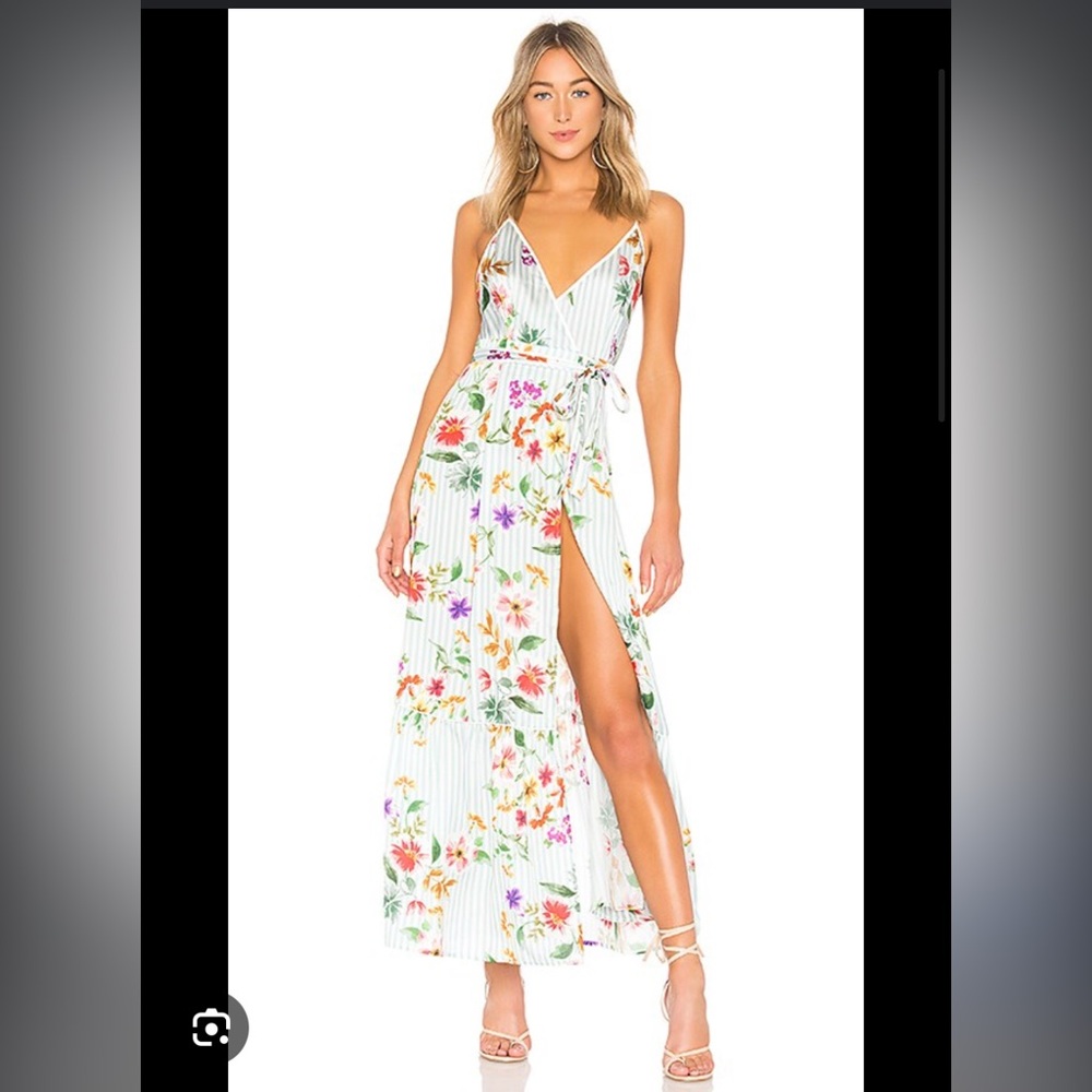 Tularosa Aubrie Floral Striped Maxi wrap Dress - Multicolor size XS